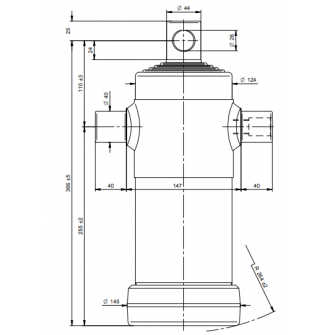 Teleskopski cilinder 5 stopenj 8 ton 1190 mm z luknjo 3093F
